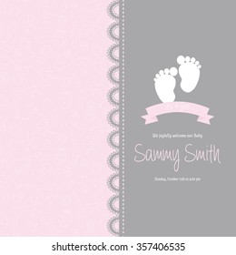 Colored background with text and icons for baby showers