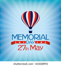 Colored background with text and an isolated air balloon