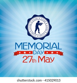 Colored background with text and an isolated banner with a silhouette of a soldier