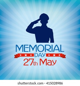Colored background with text and an isolated silhouette of a soldier