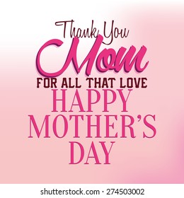 Colored background with text for mother's day. Vector illustration