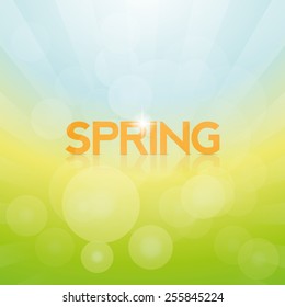 a colored background with text and its reflection for spring season