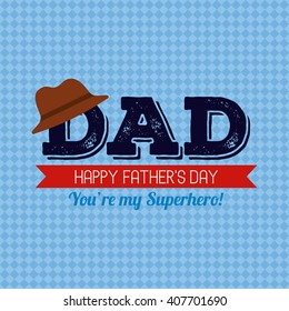 Colored background with text, a ribbon and a hat icon