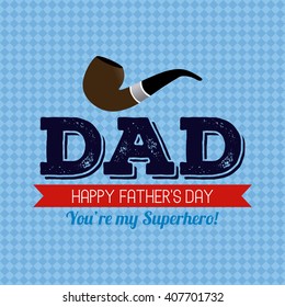 Colored background with text, a ribbon and a smoking pipe icon
