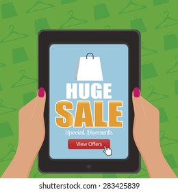 Colored background with text for sales purposes. Vector illustration