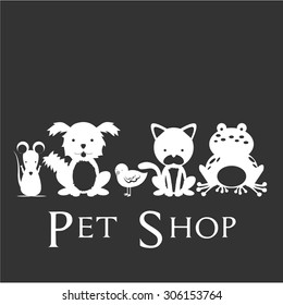 Colored background with text and silhouettes of animals. Vector illustration