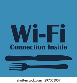 Colored background with text and silverwares for wifi hotspots. Vector illustration