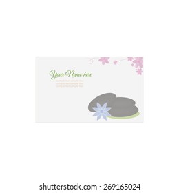 Colored background with text and spa icons. Vector illustration