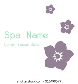 Colored background with text and spa icons