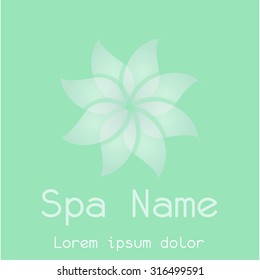 Colored background with text and spa icons