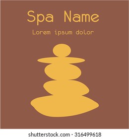 Colored background with text and spa icons