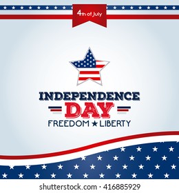 Colored background with text and a star with the american flag