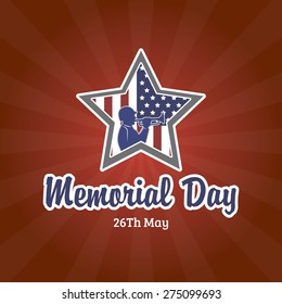 Colored background with text and a star for memorial day. Vector illustration