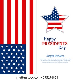 Colored background with text and a star for president's day