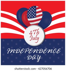 Colored background with text, stars and balloons for independence day celebrations