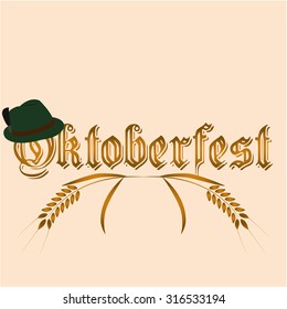 Colored background with text and traditional elements for oktoberfest