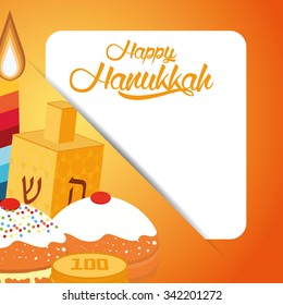 Colored background with text and traditional elements for hanukkah celebrations