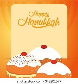 Colored background with text and traditional elements for hanukkah celebrations