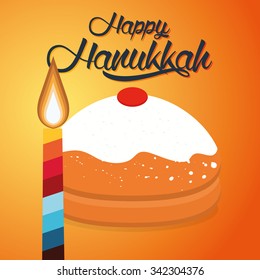 Colored background with text and traditional elements for hanukkah celebrations