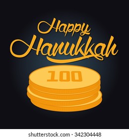 Colored background with text and traditional elements for hanukkah celebrations