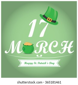 Colored background with text and traditional elements for patrick's day