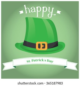 Colored background with text and a traditional hat for patrick's day