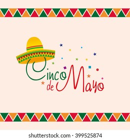 Colored background with text and a traditional mexican hat