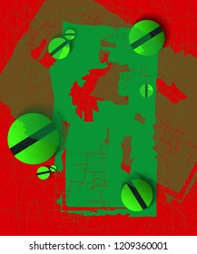 Colored background with torn canvas and decorative elements.Vector illustration.  