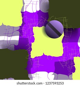 Colored background with torn canvas and decorative elements.Vector illustration.  