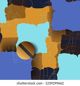 Colored background with torn canvas and decorative elements.Vector illustration.  