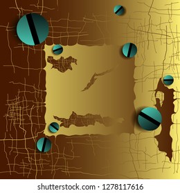 Colored background with torn canvas and decorative elements.Vector illustration.  