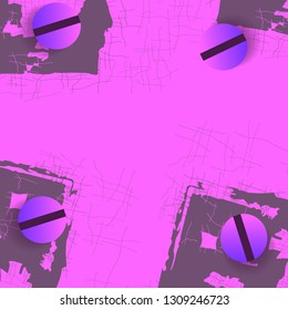 Colored background with torn canvas and decorative elements.Vector illustration.  