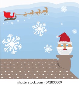 Colored background with a lot of traditional elements for christmas
