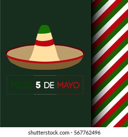 Colored background with a traditional hat, Cinco de mayo vector illustration