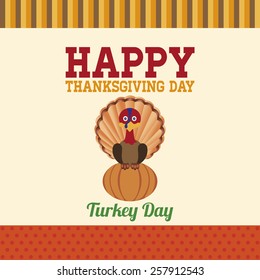 a colored background with a turkey and a pumpkin for thanksgiving day