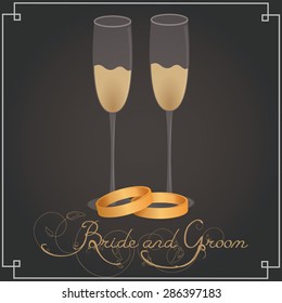 Colored background with wedding elements. Vector illustration