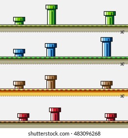 Colored backgrounds with pipes for simple game