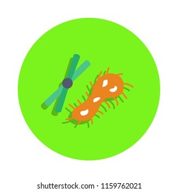 colored bacteria in green badge icon. Element of science and laboratory for mobile concept and web apps. Detailed bacteria icon