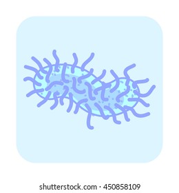 Colored bacteria, virus flat icon. Biology, science microbiology, microbe infection, vector flat illustration