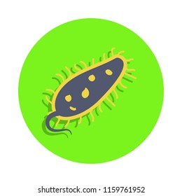 colored bacterium in green badge icon. Element of science and laboratory for mobile concept and web apps. Detailed bacterium icon