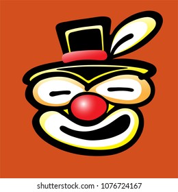 A colored  bad clown mask, inspiring coulrophobia, the fear of clowns