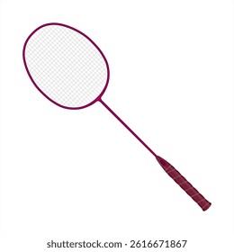 Colored badminton racket isolated on white background. Realistic  design for sports apps and websites. Equipment for racket sports. Vector illustration. EPS 10.	