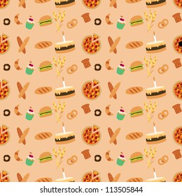 Colored bakery seamless pattern in simple style