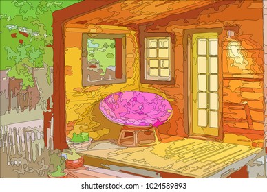 Colored balcony home sketch background,EPS10

