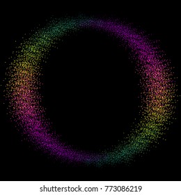 Colored ball on a black b ackground. Bright ball. Bright sparkles.