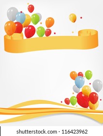 colored ballons, vector illustration header and footer