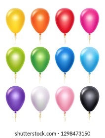 Colored balloon. Birthday party decoration vector 3d realistic balloons