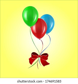 Colored balloon with ribbon