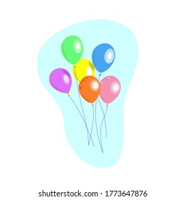 
Globos de colores en el aire. Ilustración vectorial en estilo plano.Objetos aislados en fondo blanco