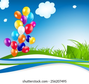 Colored Balloons Background, Vector Illustration.  EPS 10